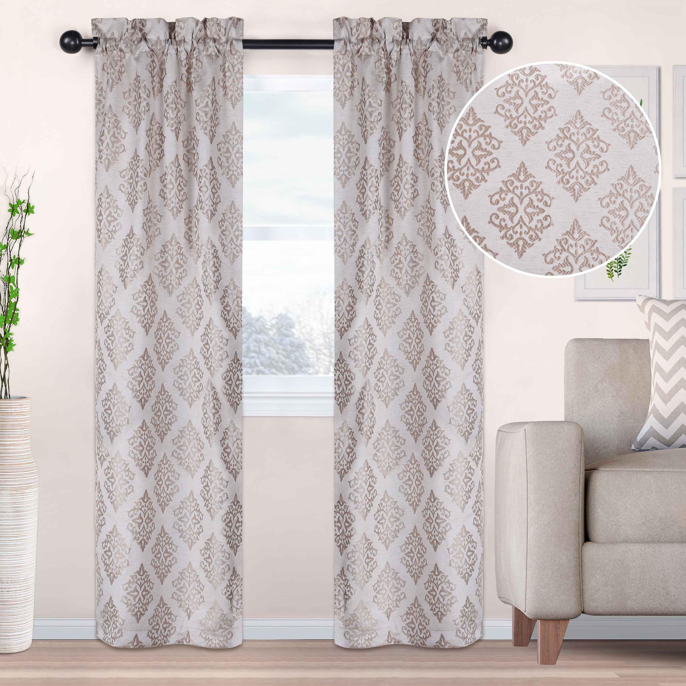 Venetian Damask Jacquard Grommet Traditional Curtain Panel Set - Semi Sheer Curtains by Superior