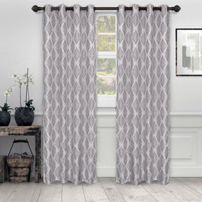 Venetian Damask Jacquard Grommet Traditional Curtain Panel Set - Semi Sheer Curtains by Superior