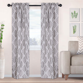 Venetian Damask Jacquard Grommet Traditional Curtain Panel Set - Semi Sheer Curtains by Superior