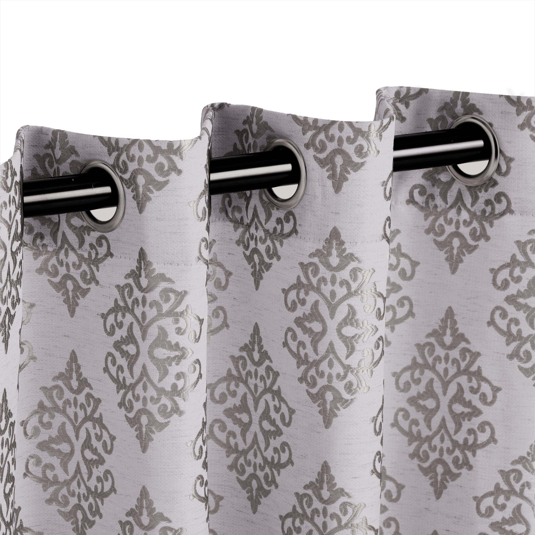 Venetian Damask Jacquard Grommet Traditional Curtain Panel Set - Semi Sheer Curtains by Superior