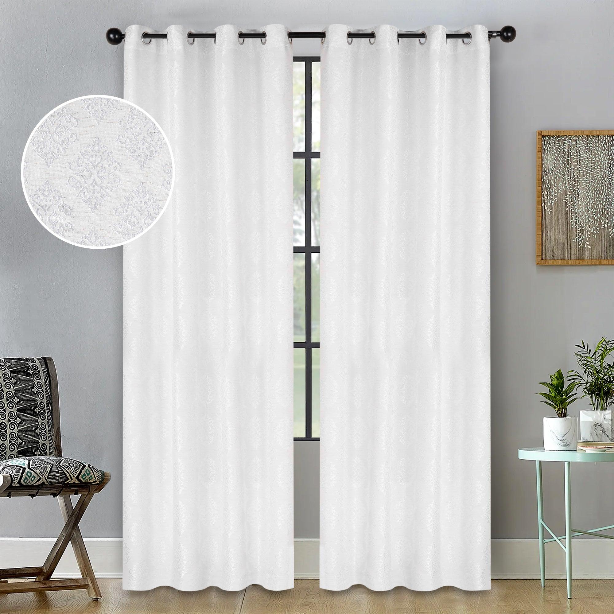 Venetian Damask Jacquard Grommet Traditional Curtain Panel Set - Semi Sheer Curtains by Superior