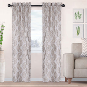 Venetian Damask Jacquard Grommet Traditional Curtain Panel Set - Semi Sheer Curtains by Superior