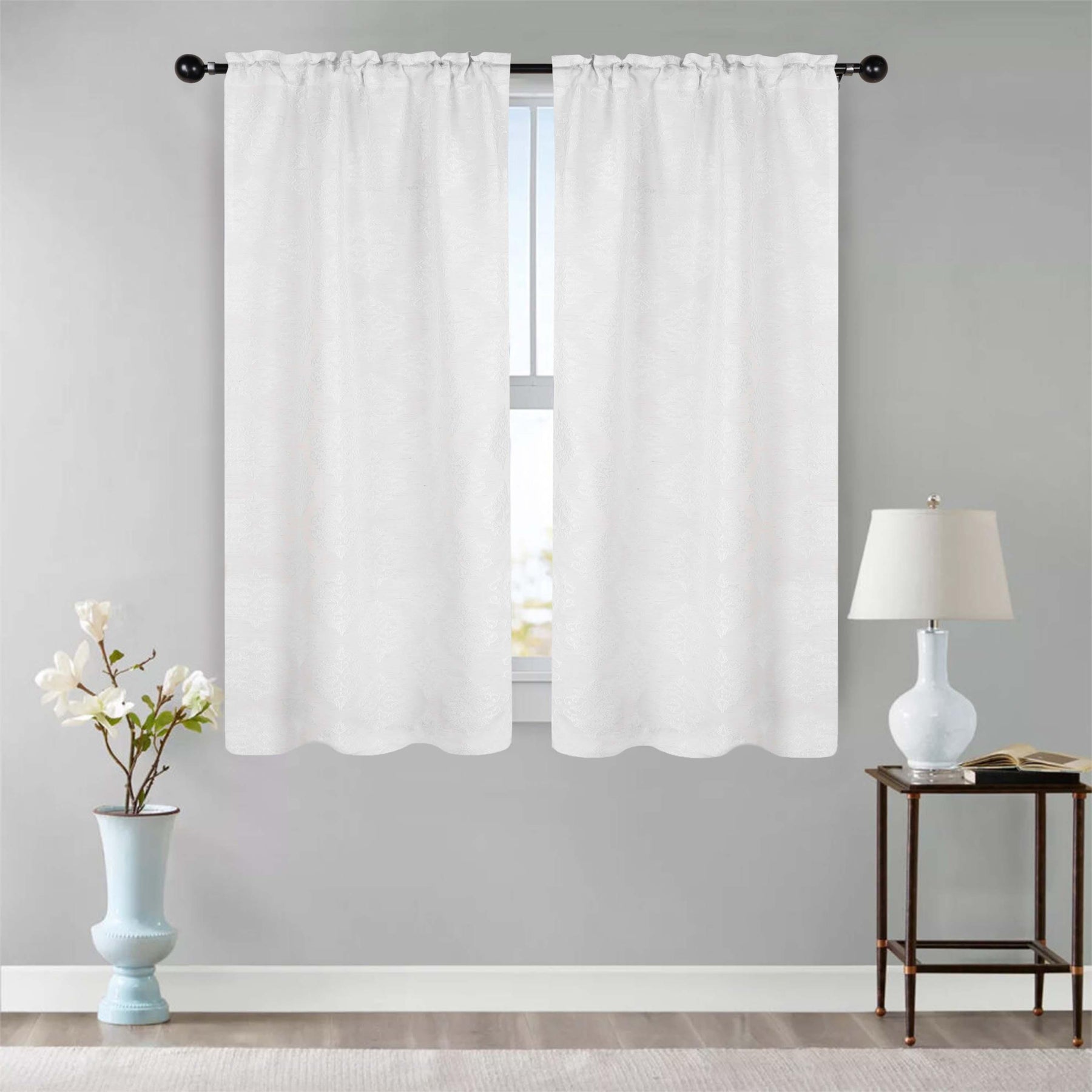 Venetian Damask Jacquard Grommet Traditional Curtain Panel Set - Semi Sheer Curtains by Superior