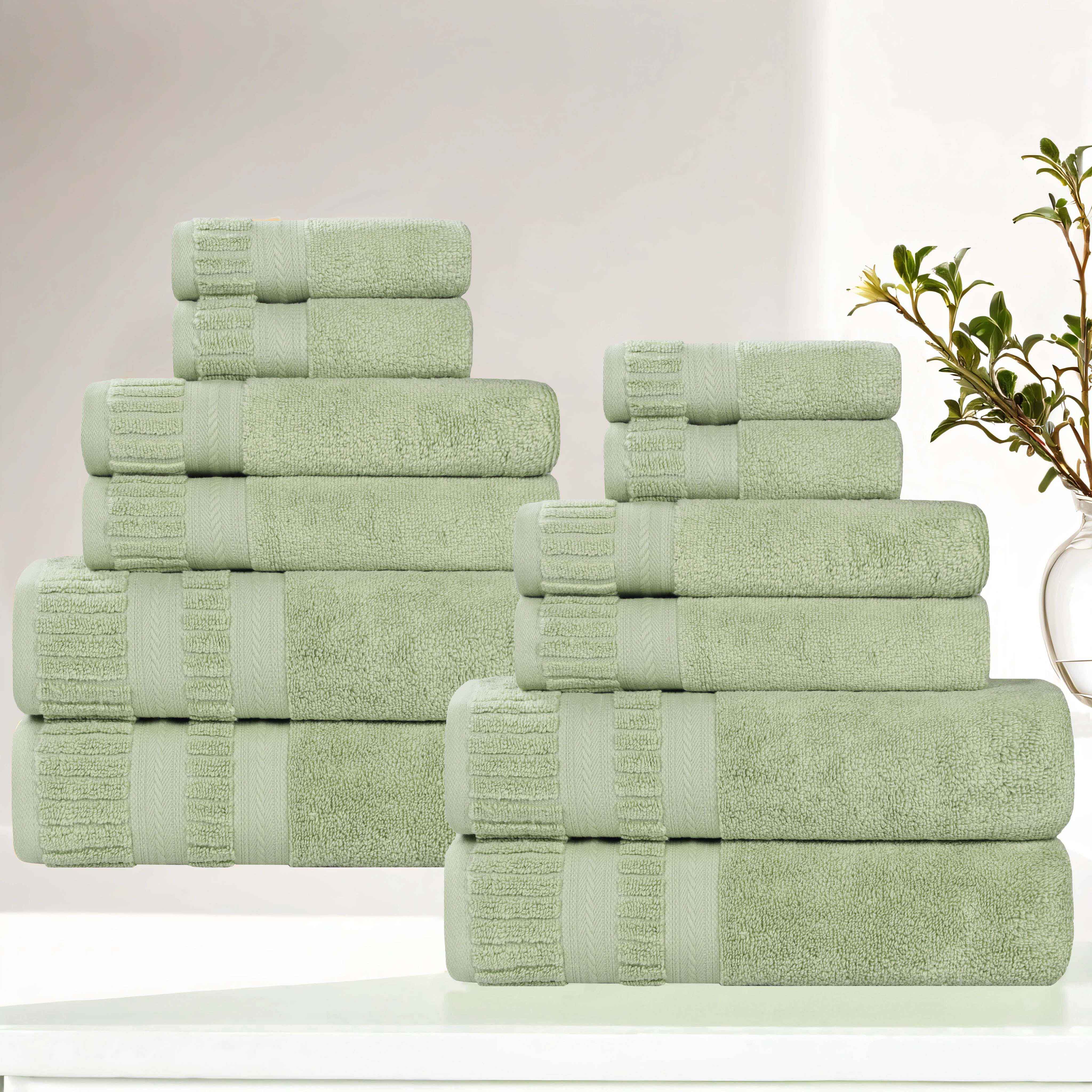 Venice Zero Twist Cotton Medium Weight Absorbent 12 Piece Towel Set - Towel Set by Superior