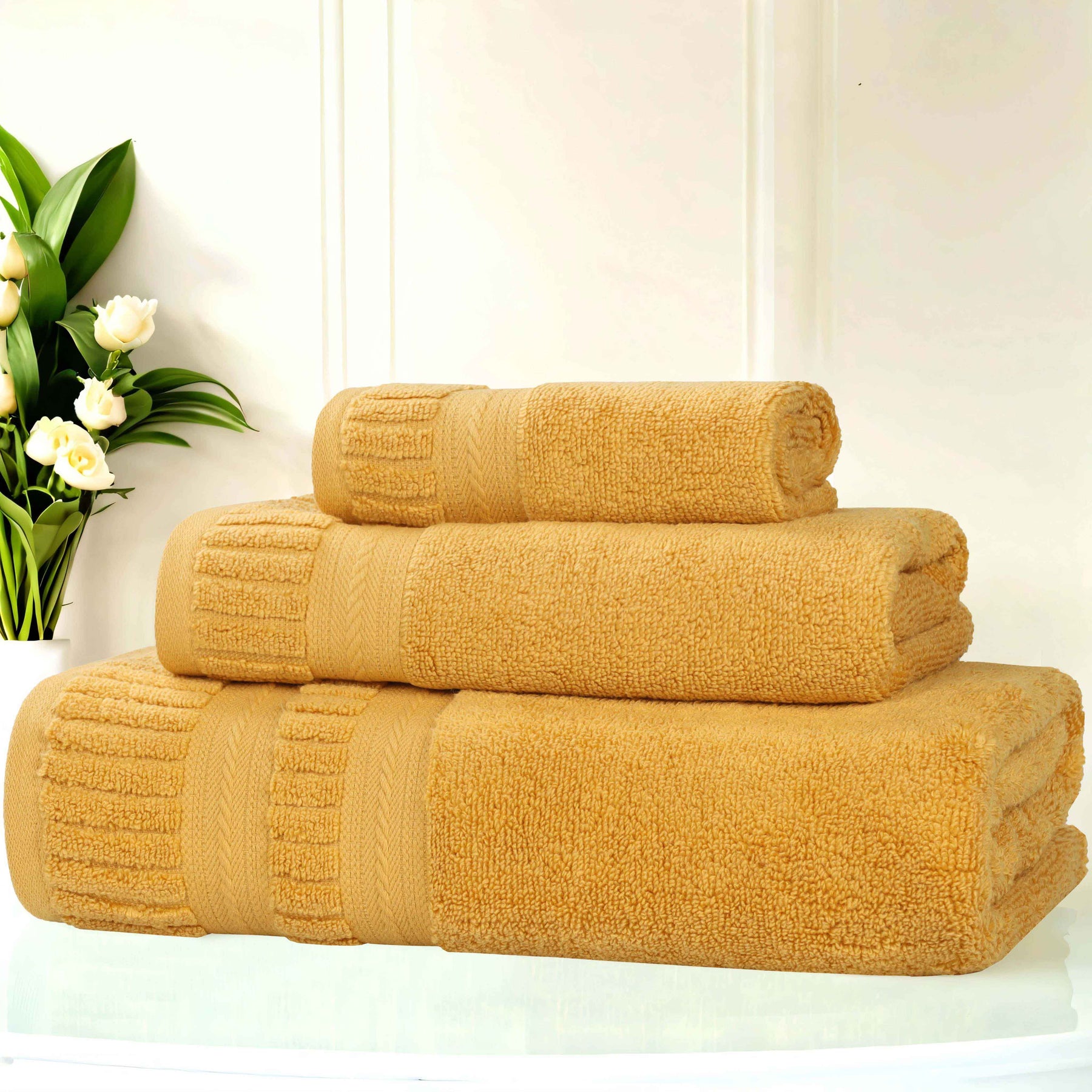 Venice Zero Twist Cotton Medium Weight Absorbent 3 Piece Towel Set - Towel Set by Superior