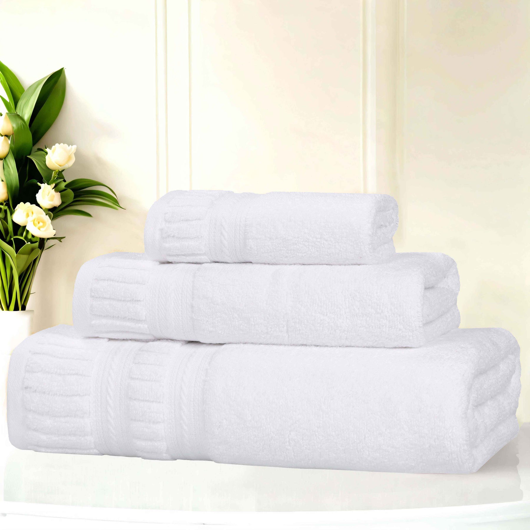 Venice Zero Twist Cotton Medium Weight Absorbent 3 Piece Towel Set - Towel Set by Superior