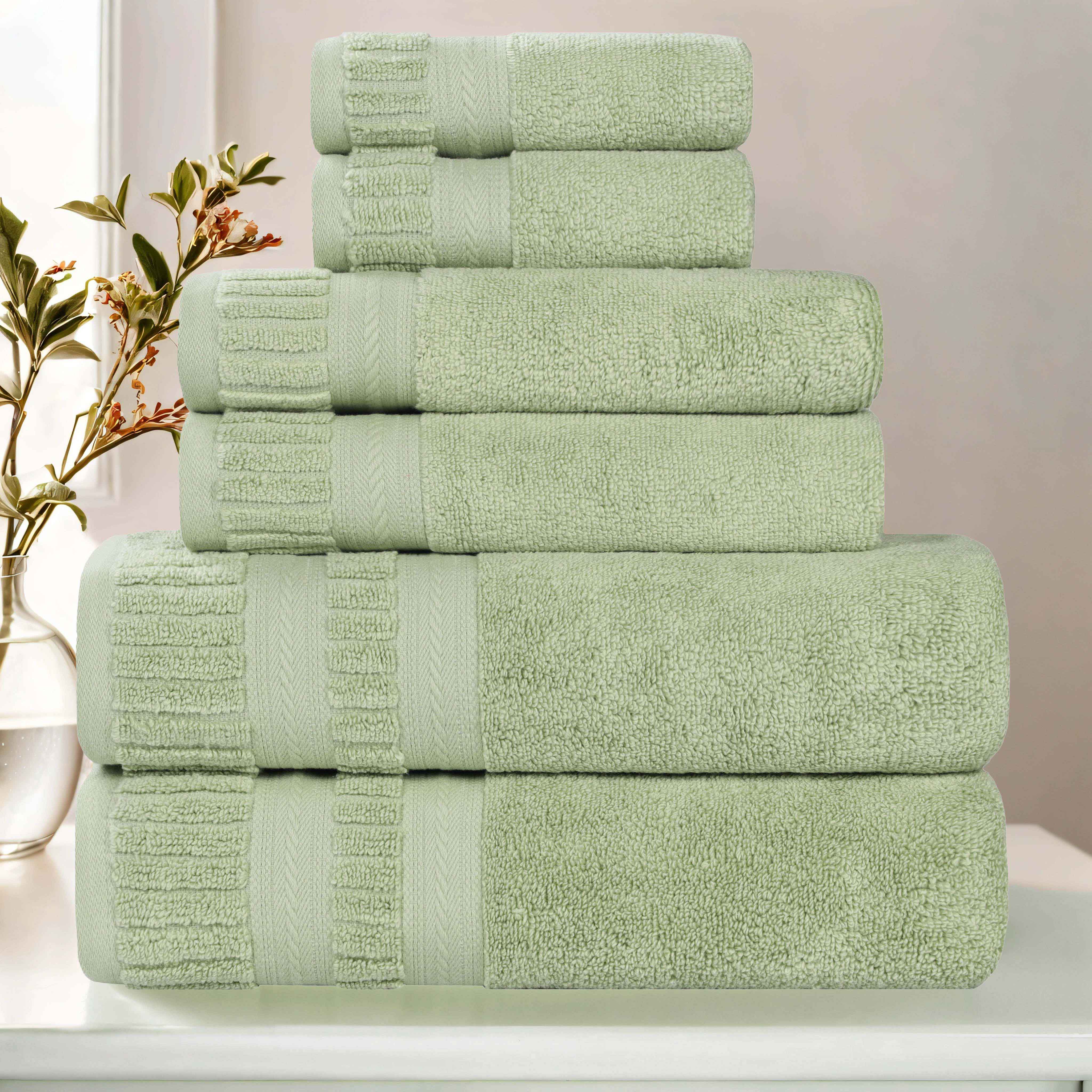 Venice Zero Twist Cotton Medium Weight Absorbent 6 Piece Towel Set - Towel Set by Superior