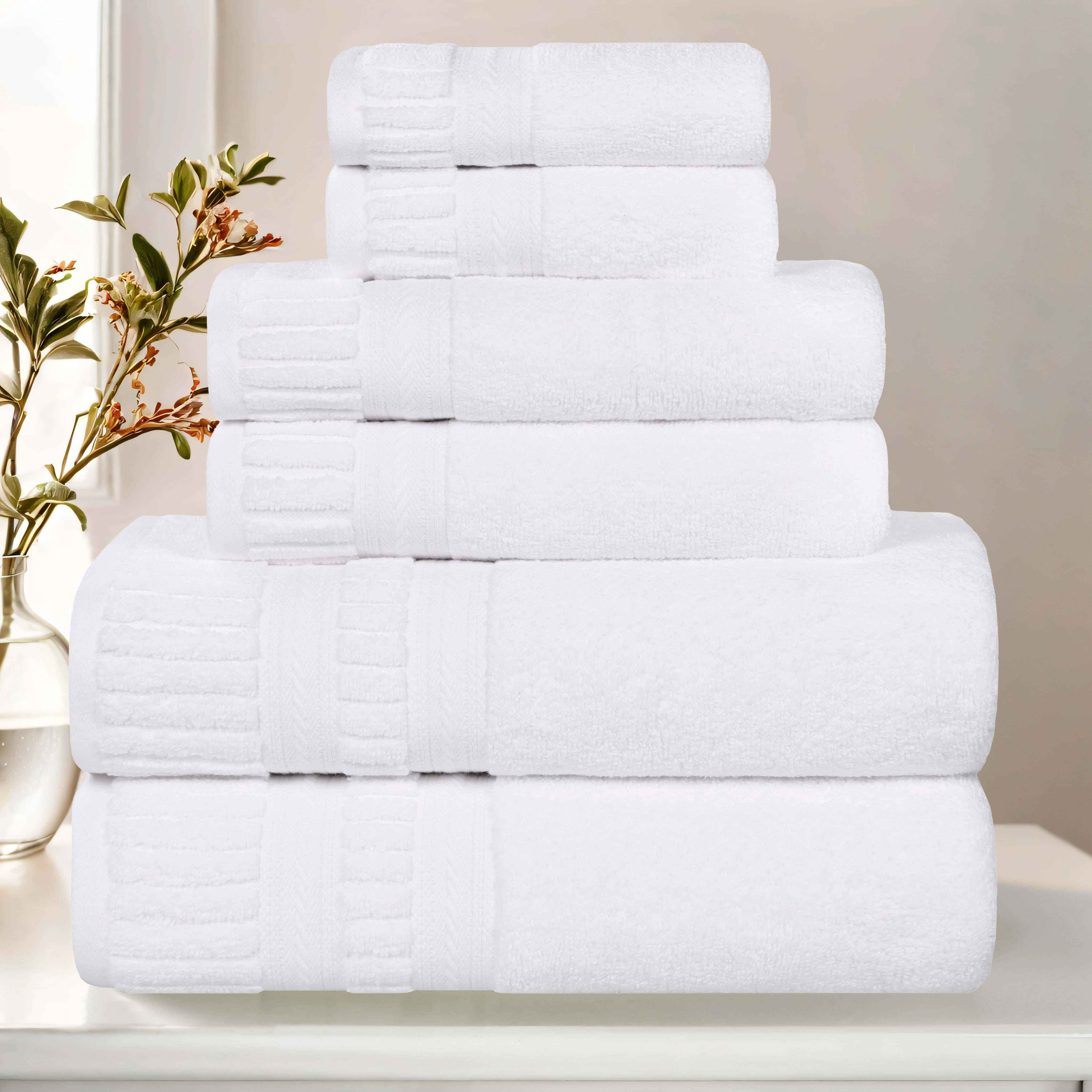 Venice Zero Twist Cotton Medium Weight Absorbent 6 Piece Towel Set - Towel Set by Superior