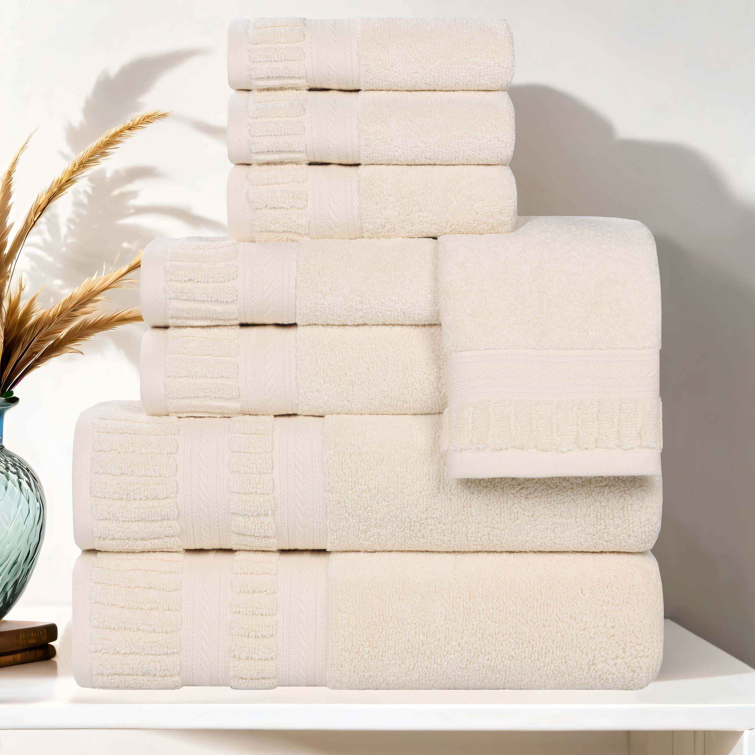 Venice Zero Twist Cotton Medium Weight Absorbent 8 Piece Towel Set - Towel Set by Superior