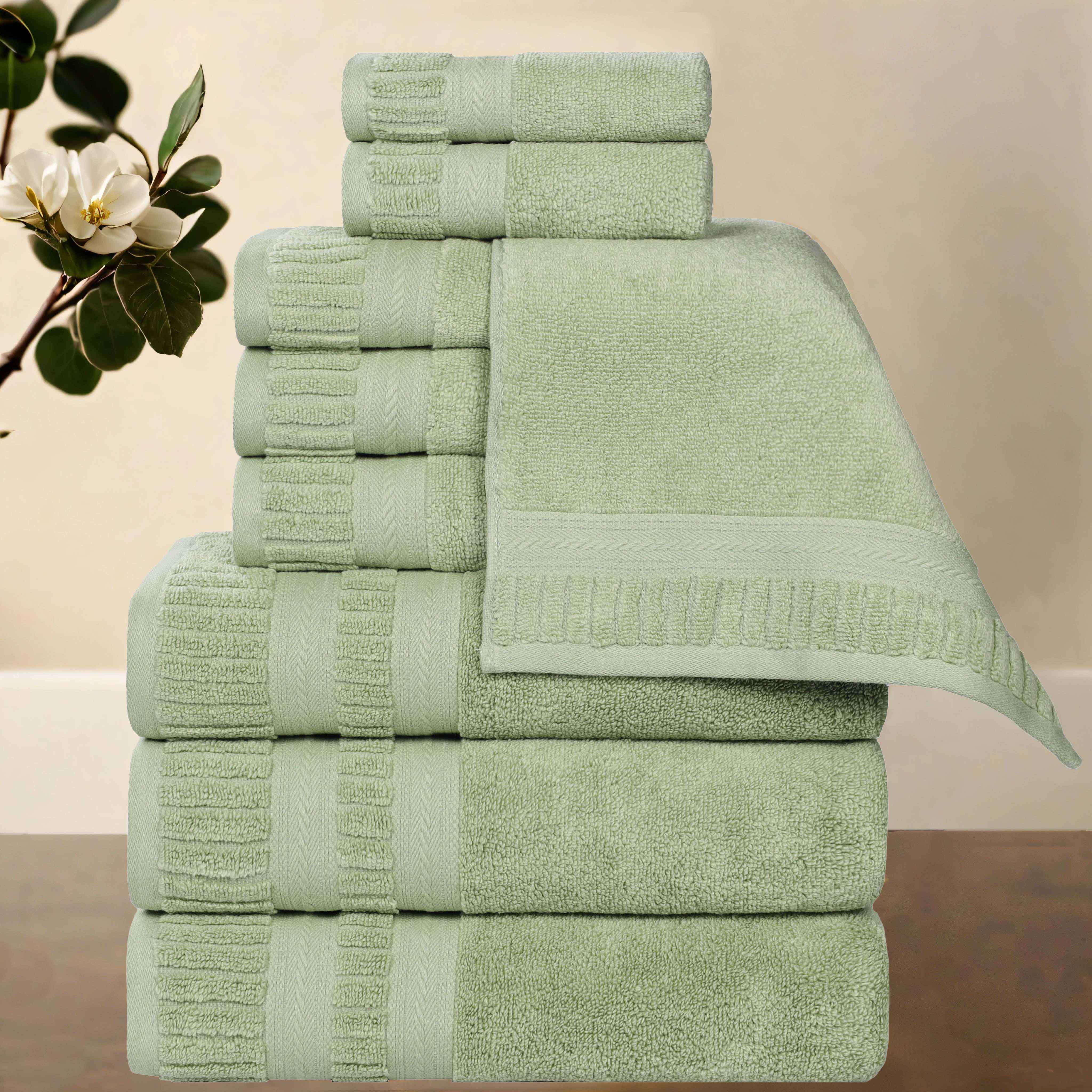 Venice Zero Twist Cotton Medium Weight Absorbent 9 Piece Towel Set - Towel Set by Superior