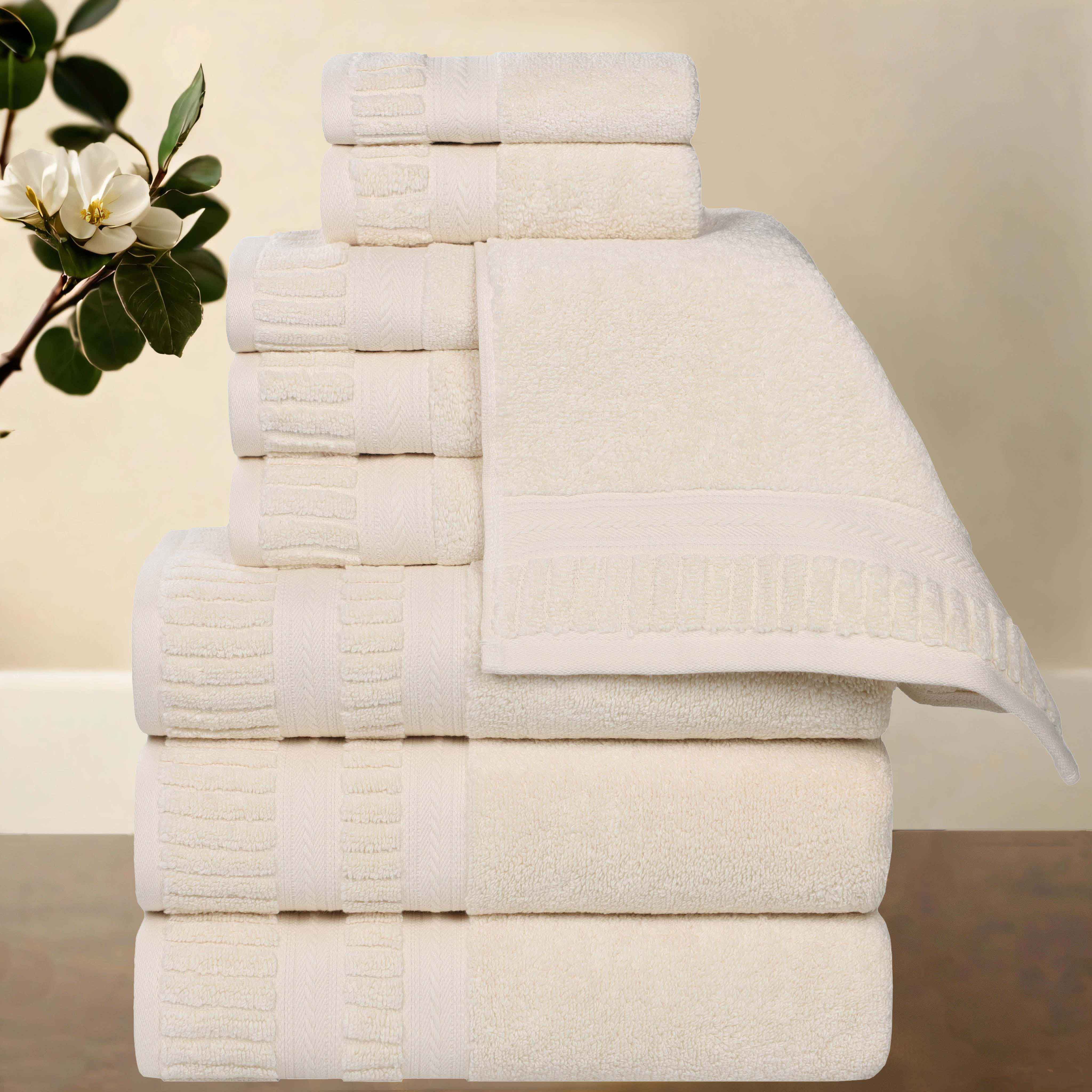 Venice Zero Twist Cotton Medium Weight Absorbent 9 Piece Towel Set - Towel Set by Superior