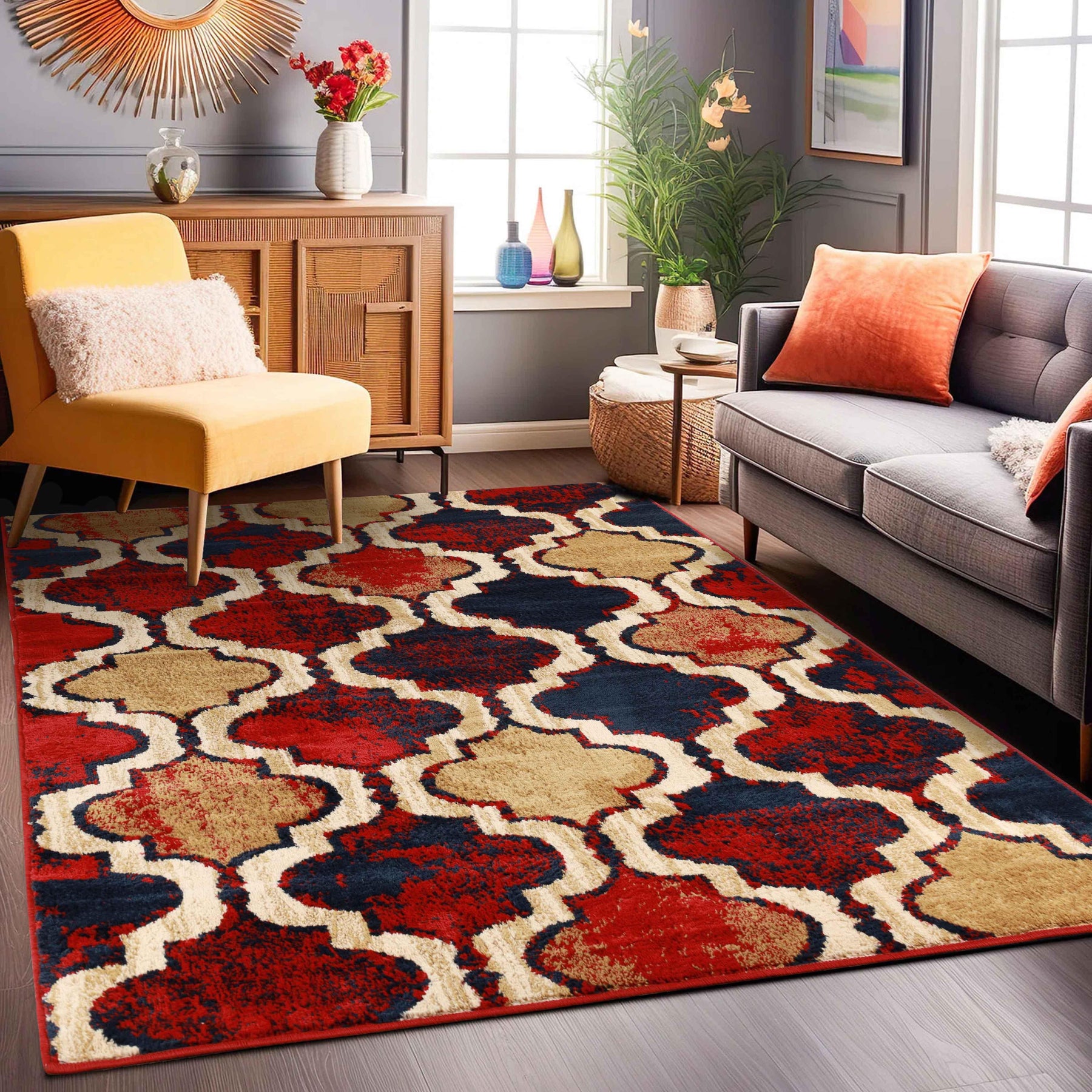 Viking Contemporary Geometric Trellis Indoor Area Rug or Runner - Rugs by Superior