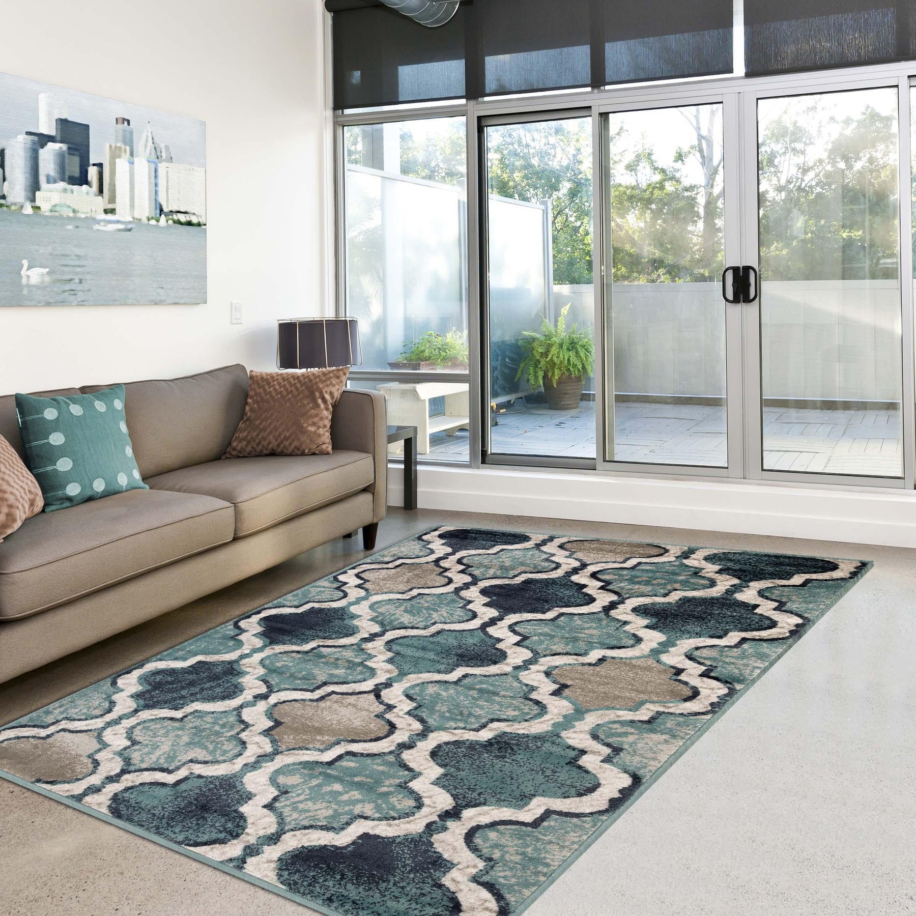 Viking Contemporary Geometric Trellis Indoor Area Rug or Runner - Rugs by Superior