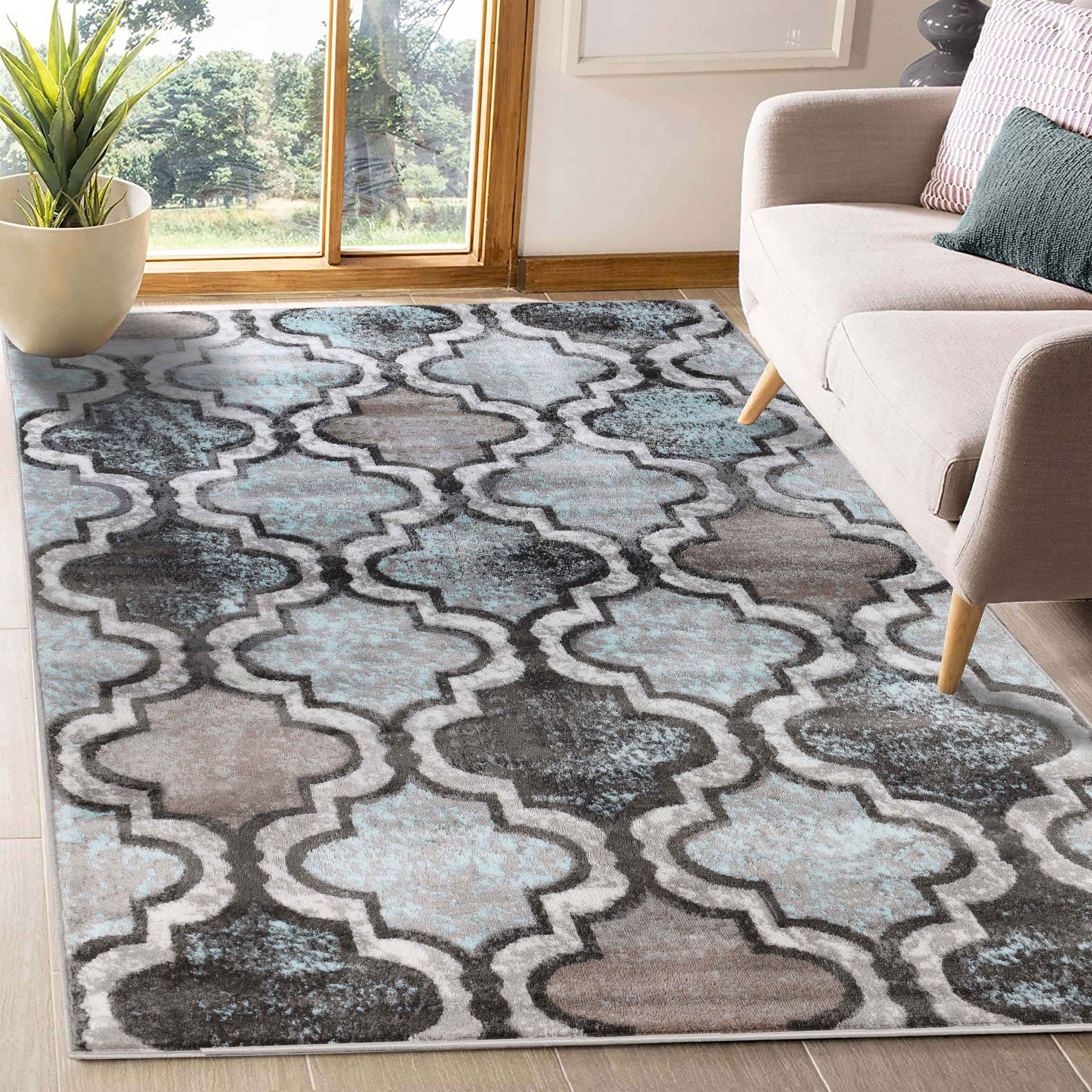 Viking Contemporary Geometric Trellis Indoor Area Rug or Runner - Rugs by Superior