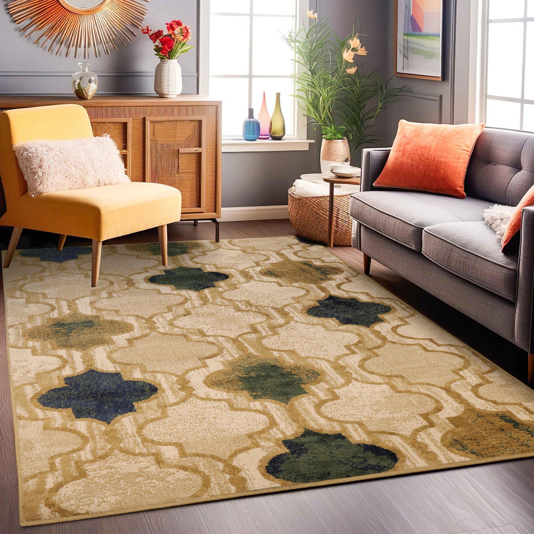 Viking Contemporary Geometric Trellis Indoor Area Rug or Runner - Rugs by Superior