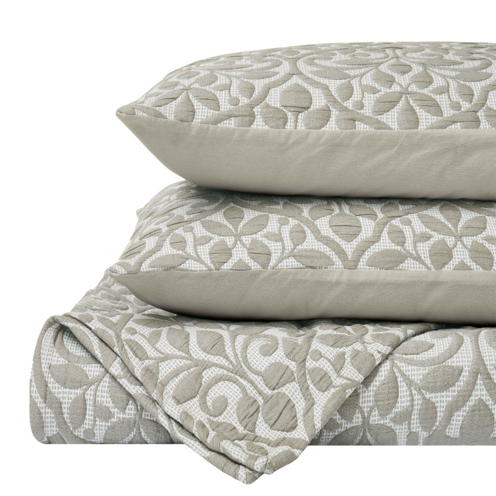 Vineyard Cotton Blend Medium Weight Matelasse Floral Scroll Coverlet - Coverlet by Superior