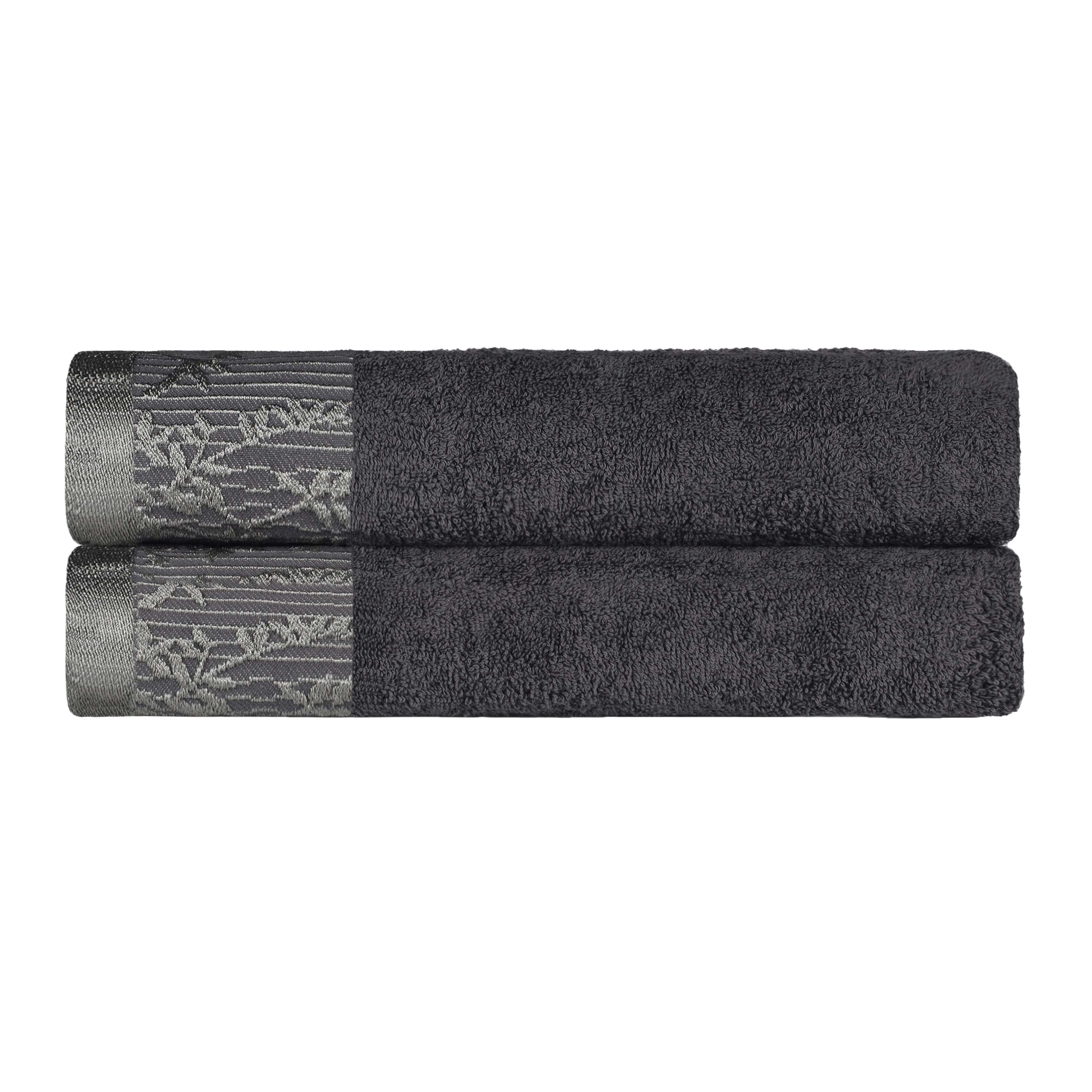 Wisteria Cotton Medium Weight Floral Jacquard Bath Towels, Set of 2 - Bath Towel by Superior