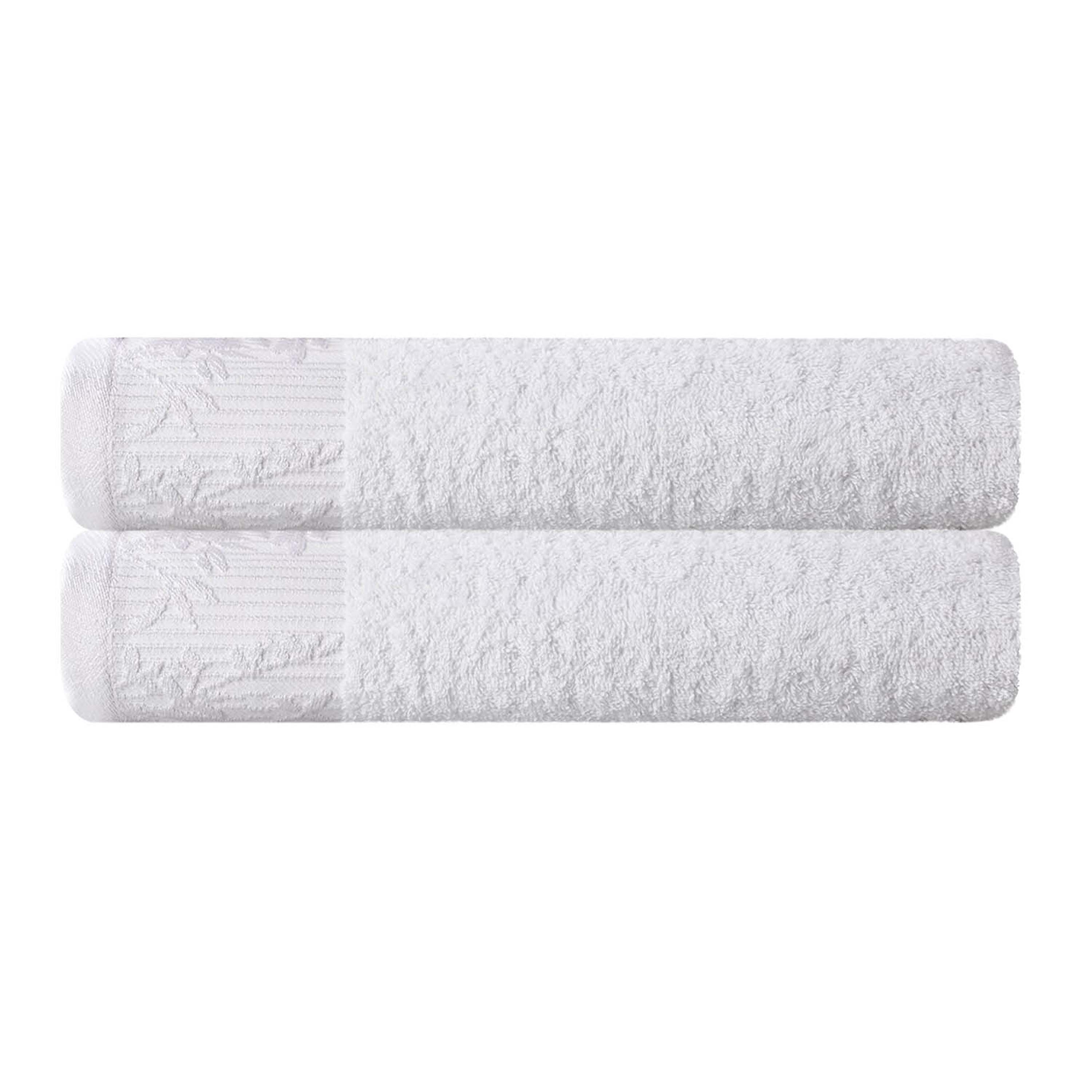 Wisteria Cotton Medium Weight Floral Jacquard Bath Towels, Set of 2 - Bath Towel by Superior