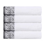 Wisteria Cotton Medium Weight Floral Jacquard Bath Towels, Set of 4 - Bath Towel by Superior