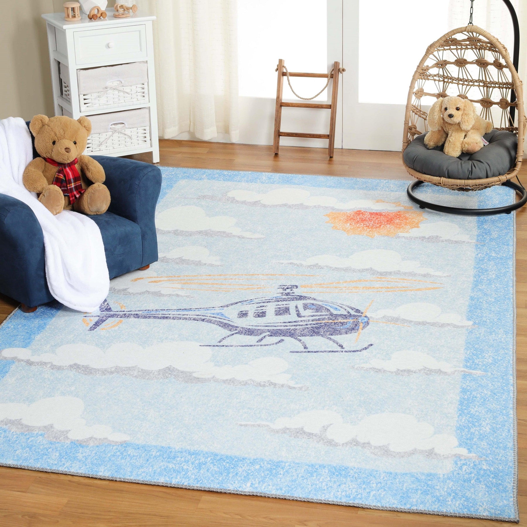 World Traveler Helicopter Kids Rug Indoor Large Area Rugs - Rugs by Superior