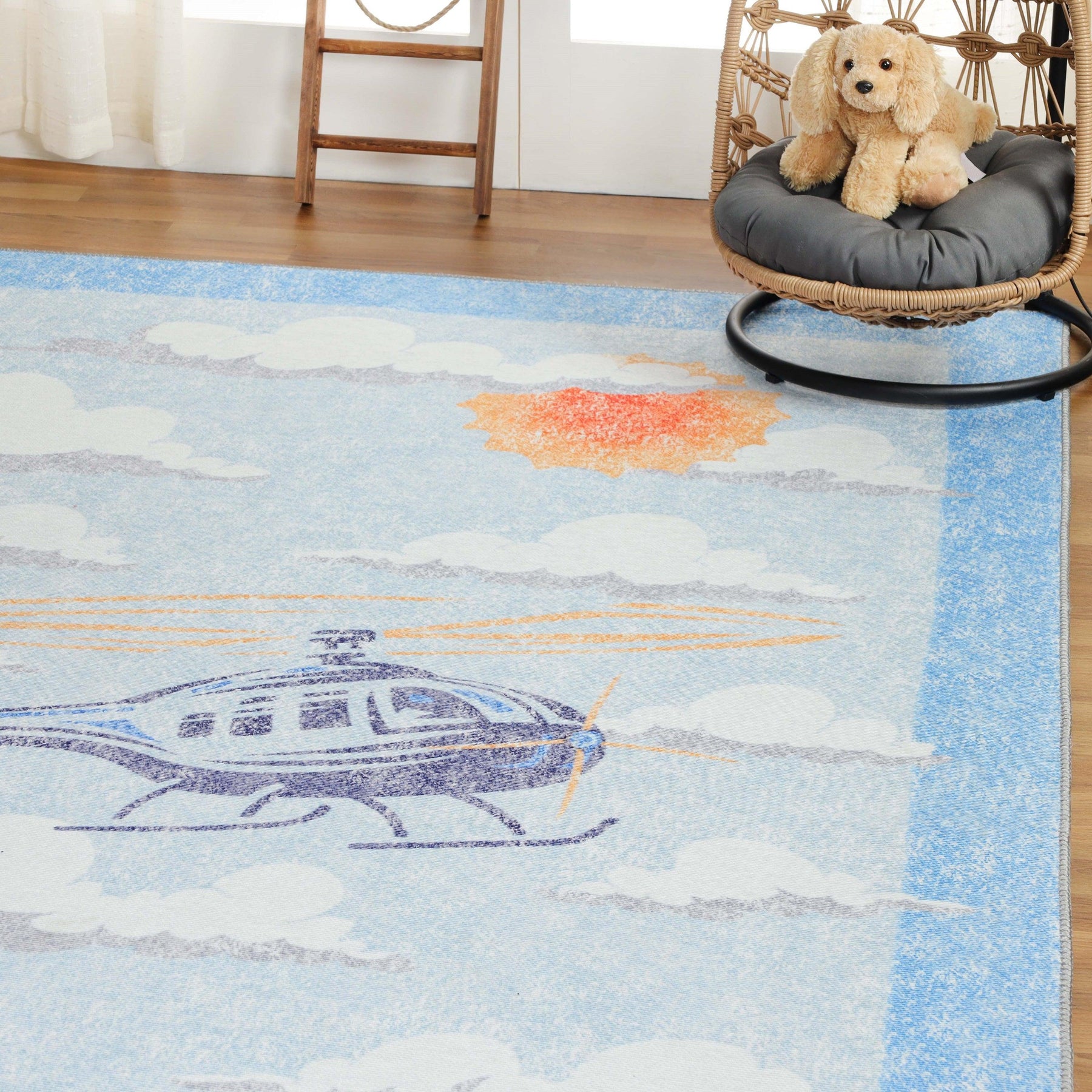 World Traveler Helicopter Kids Rug Indoor Large Area Rugs - Rugs by Superior