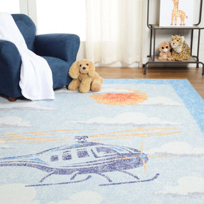 World Traveler Helicopter Kids Rug Indoor Large Area Rugs - Rugs by Superior