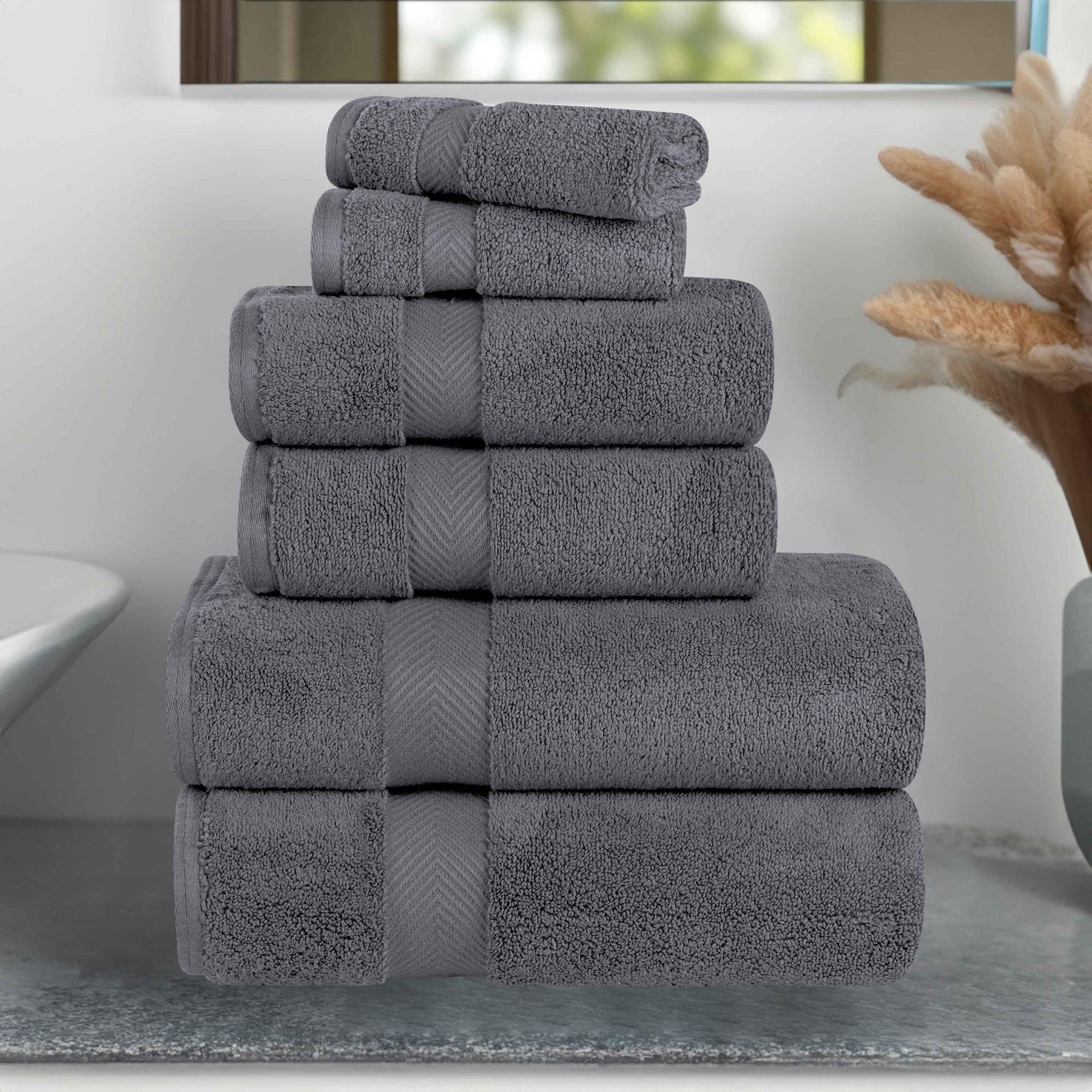 Zero-Twist Cotton Quick-Drying Absorbent Assorted 6 Piece Towel Set - Towel Set by Superior