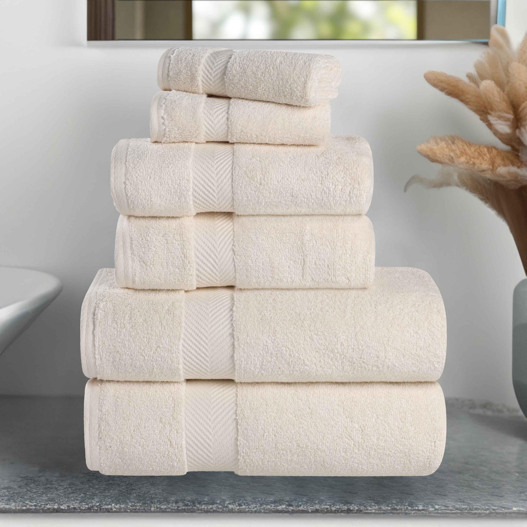 Zero-Twist Cotton Quick-Drying Absorbent Assorted 6 Piece Towel Set - Towel Set by Superior