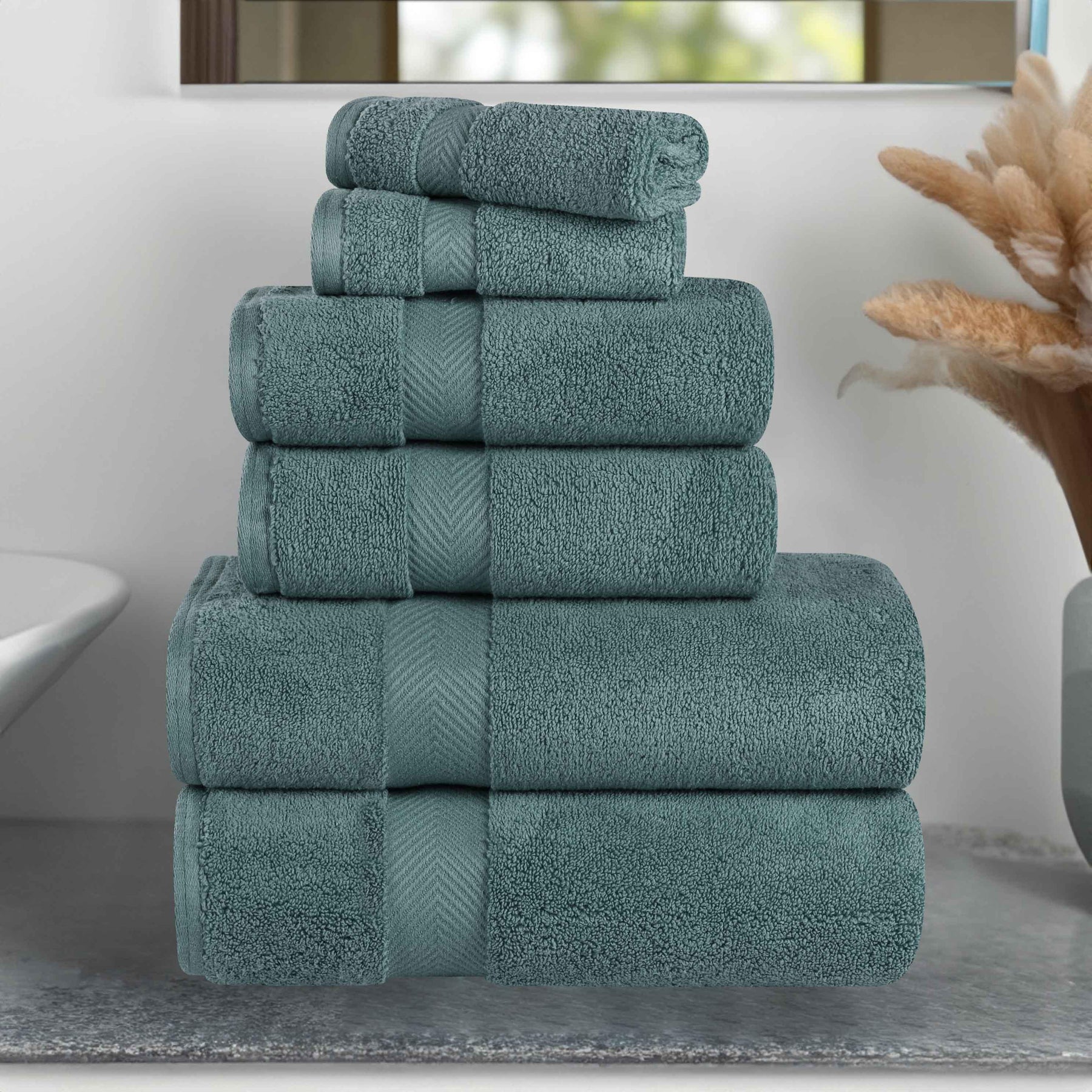 Zero-Twist Cotton Quick-Drying Absorbent Assorted 6 Piece Towel Set - Towel Set by Superior