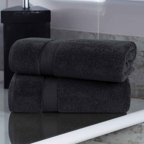 Zero-Twist Cotton Solid Soft Absorbent 2 Piece Bath Sheet Set - Bath Sheets by Superior