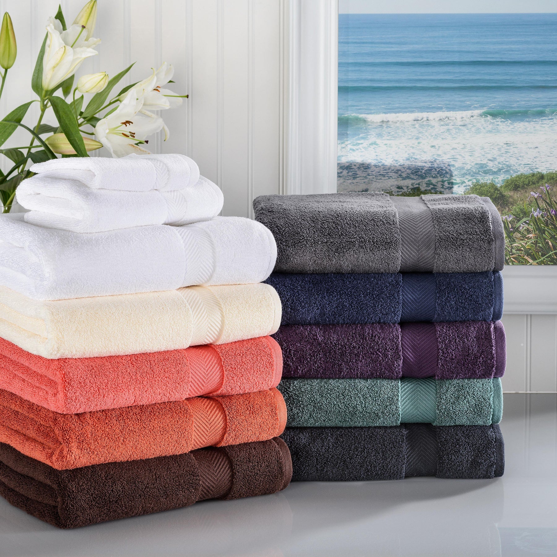 Zero Twist Cotton Solid Ultra-Soft Absorbent Hand Towel Set of 6 - Hand Towel by Superior