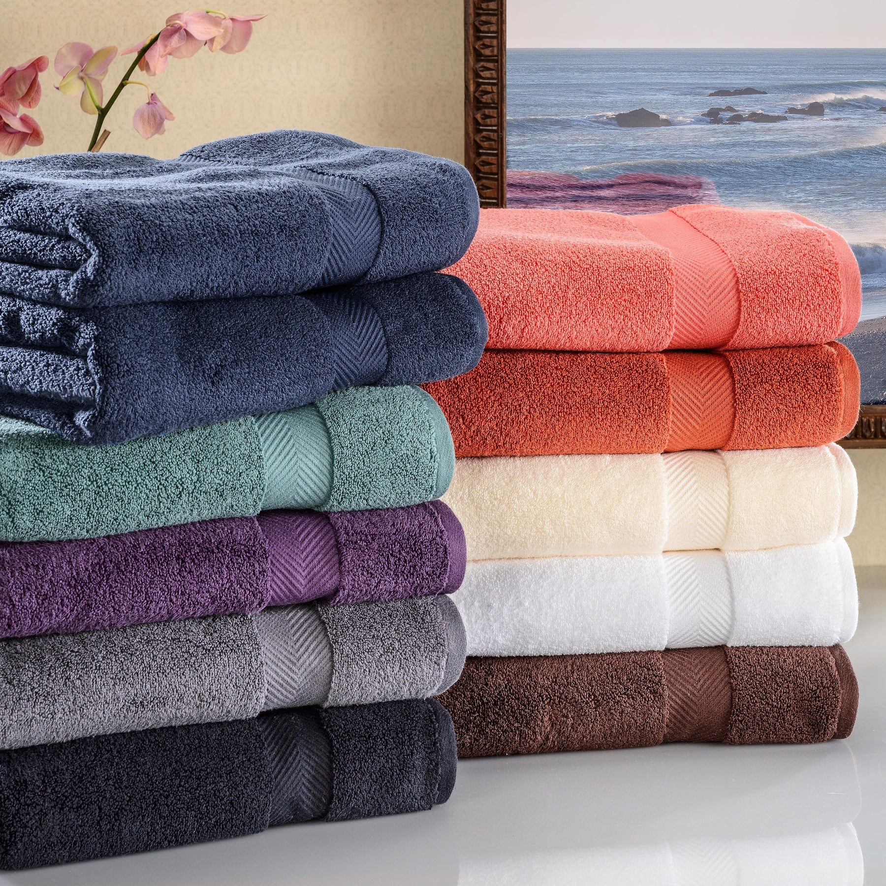 Zero Twist Cotton Solid Ultra-Soft Absorbent Hand Towel Set of 6 - Hand Towel by Superior