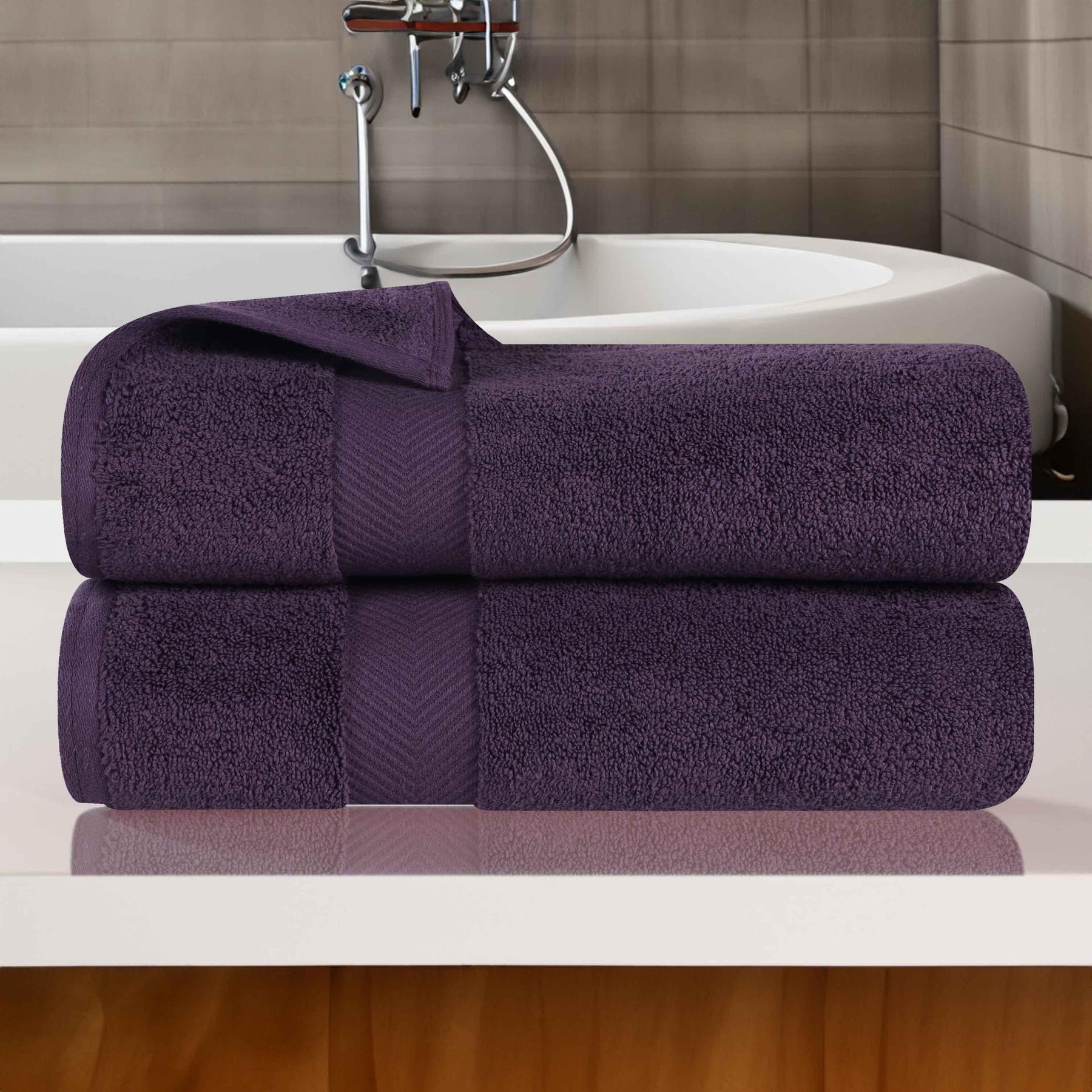 Zero Twist Cotton Ultra-Soft Absorbent 2 Piece Bath Towel Set - Bath Towel by Superior