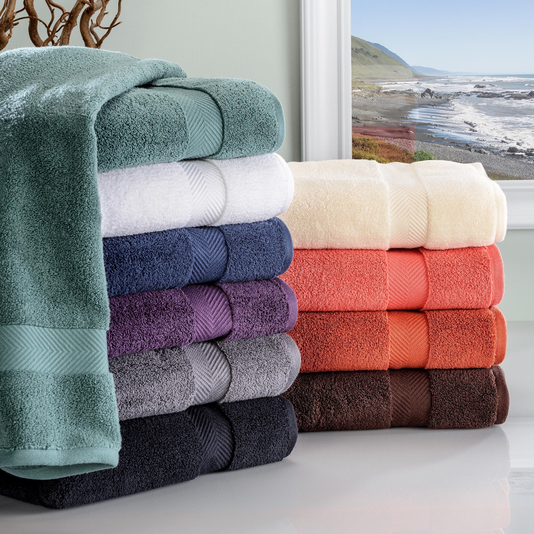 Zero Twist Cotton Ultra-Soft Absorbent Face Towel Washcloth Set of 12 - Face Towel by Superior