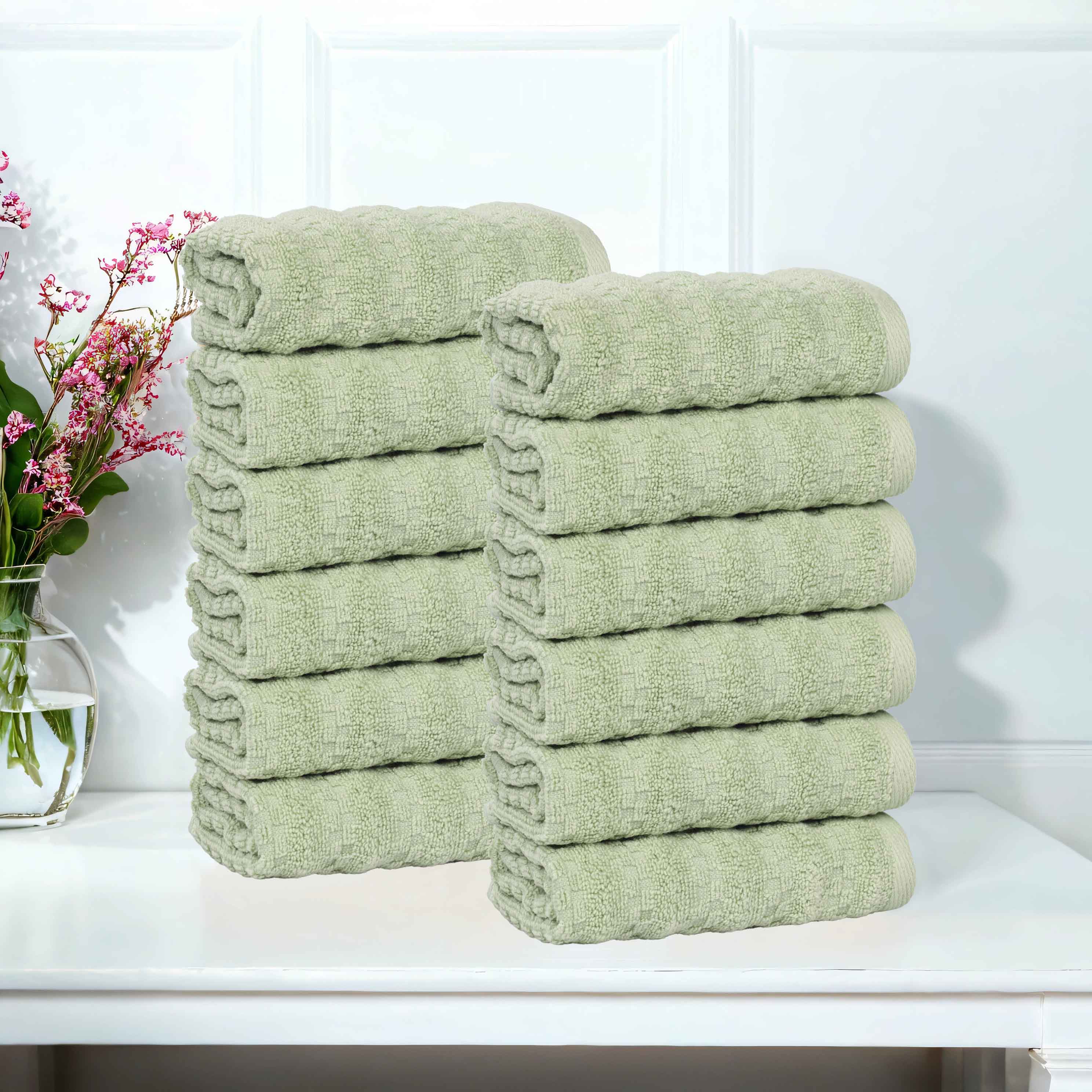 Zuma Zero Twist Cotton Medium Weight Face Towels Washcloths, Set of 12 - Face Towel by Superior