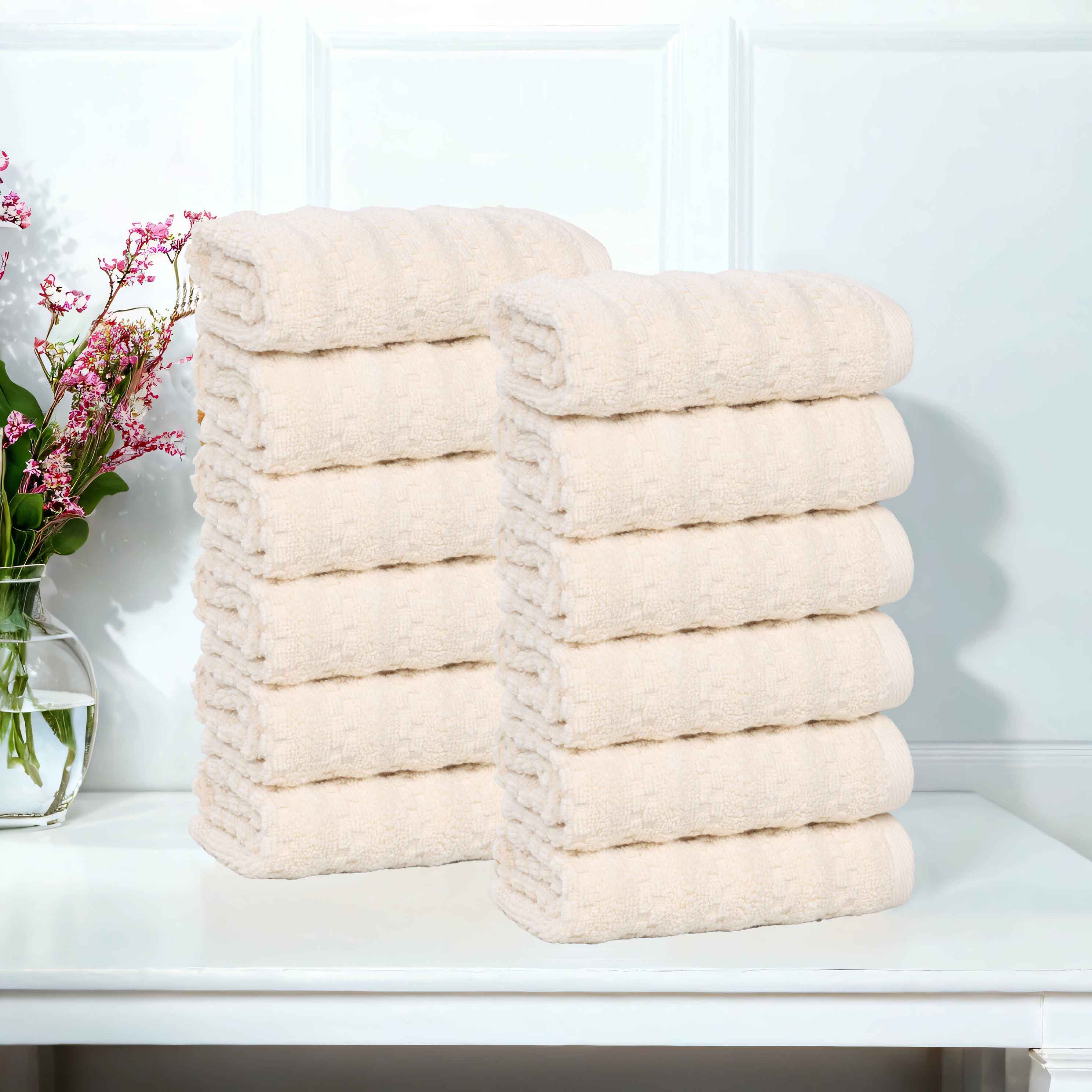 Zuma Zero Twist Cotton Medium Weight Face Towels Washcloths, Set of 12 - Face Towel by Superior