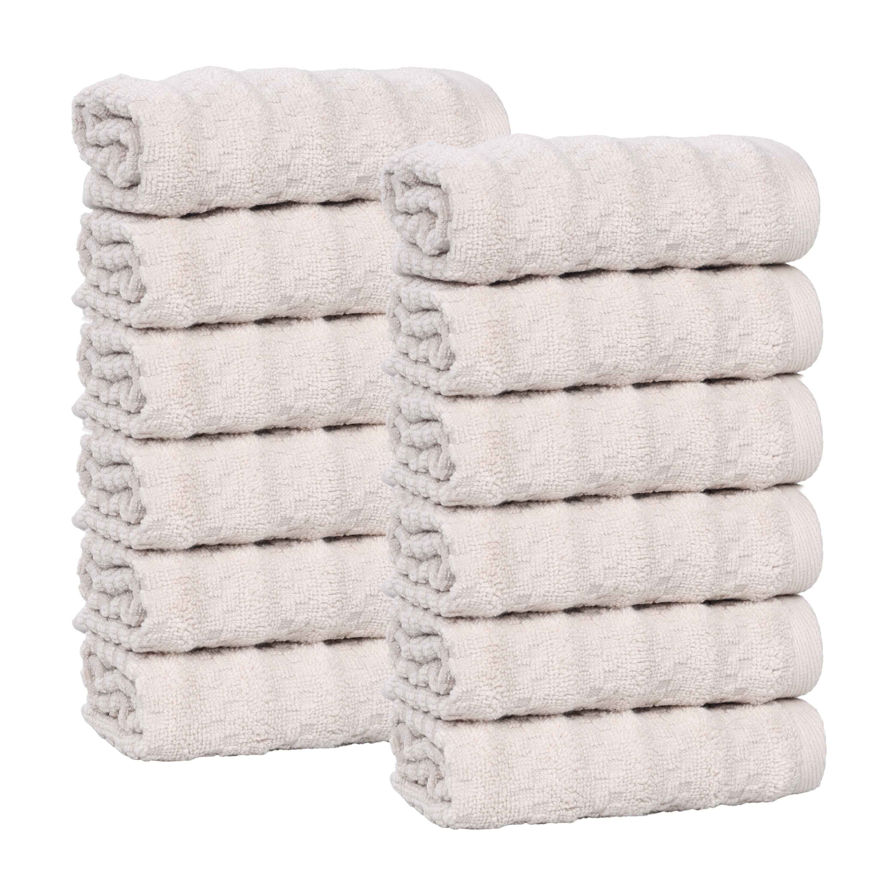 Zuma Zero Twist Cotton Medium Weight Face Towels Washcloths, Set of 12 - Face Towel by Superior