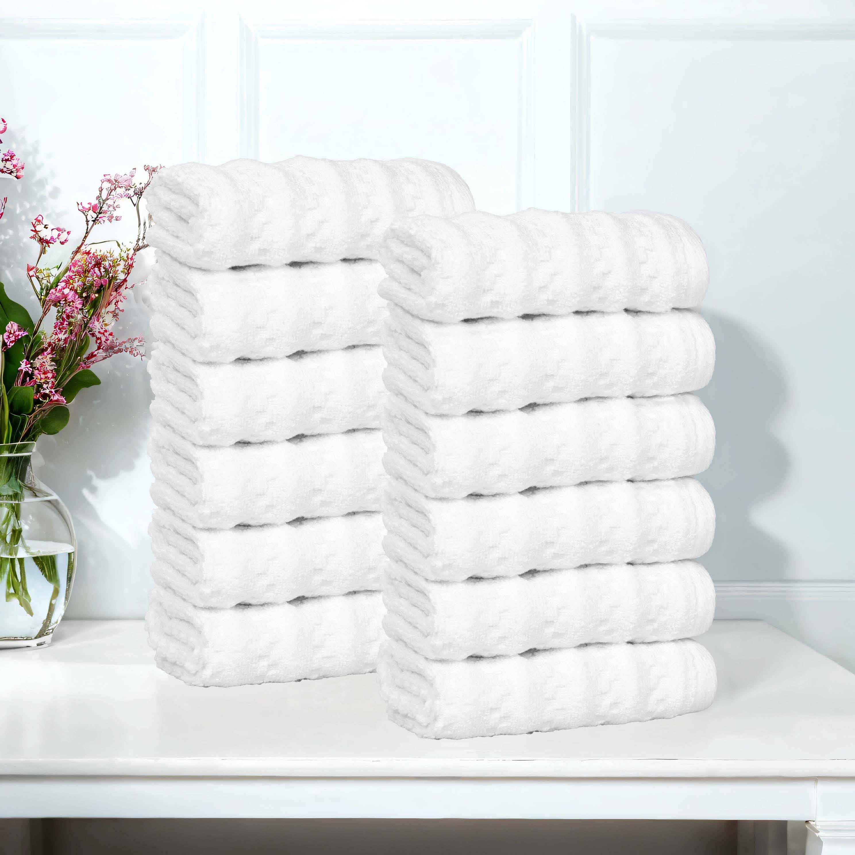 Zuma Zero Twist Cotton Medium Weight Face Towels Washcloths, Set of 12 - Face Towel by Superior