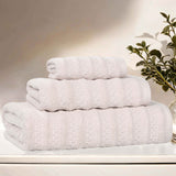 Zuma Zero Twist Cotton Medium Weight Waffle Stripes 3 Piece Towel Set - Towel Set by Superior