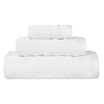 Zuma Zero Twist Cotton Medium Weight Waffle Stripes 3 Piece Towel Set - Towel Set by Superior