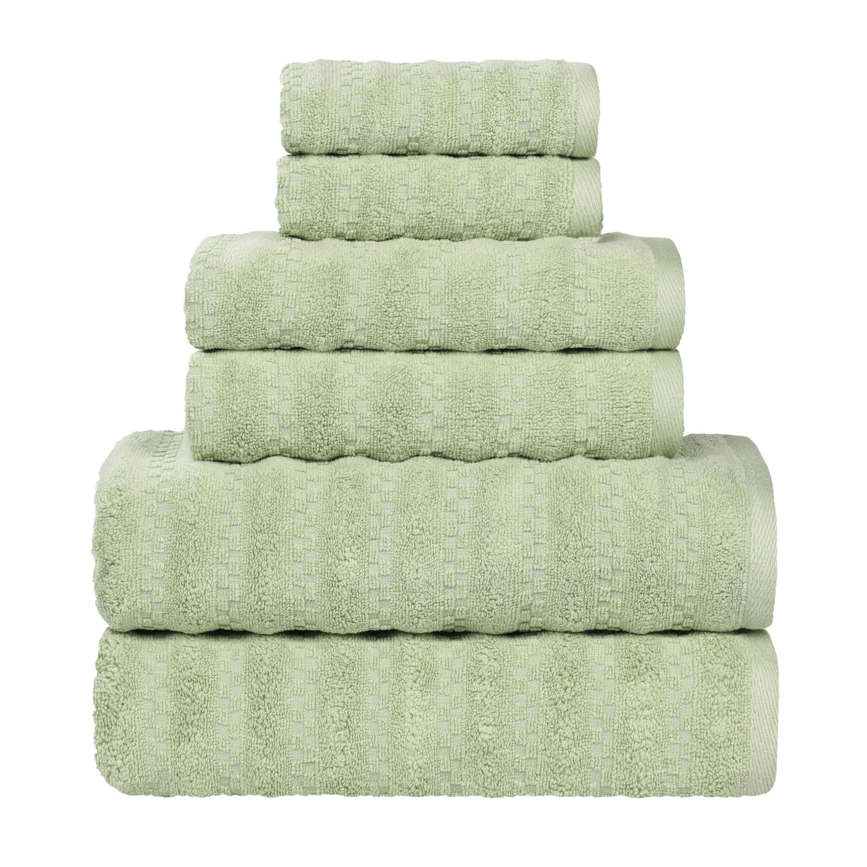 Zuma Zero Twist Cotton Medium Weight Waffle Stripes 6 Piece Towel Set - Towel Set by Superior