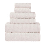 Zuma Zero Twist Cotton Medium Weight Waffle Stripes 6 Piece Towel Set - Towel Set by Superior