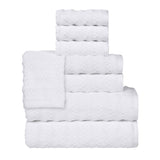 Zuma Zero Twist Cotton Medium Weight Waffle Stripes 8 Piece Towel Set - Towel Set by Superior