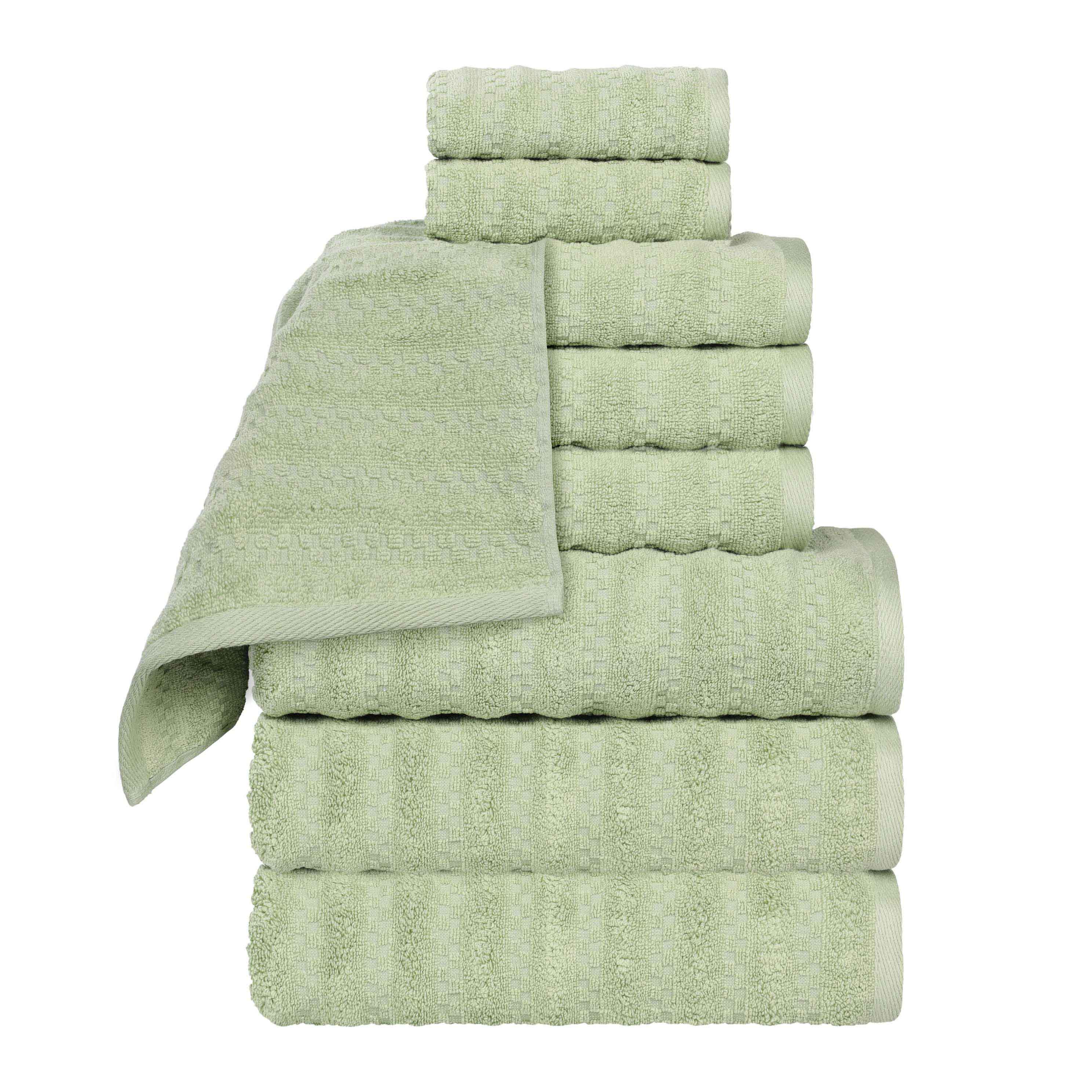 Zuma Zero Twist Cotton Medium Weight Waffle Stripes 9 Piece Towel Set - Towel Set by Superior