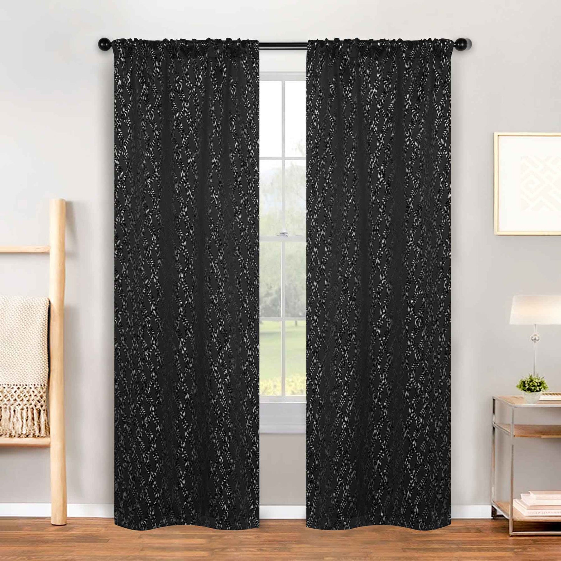 Zuri Textured Waves Room Darkening Blackout Curtains, Set of 2 - Blackout Curtains by Superior