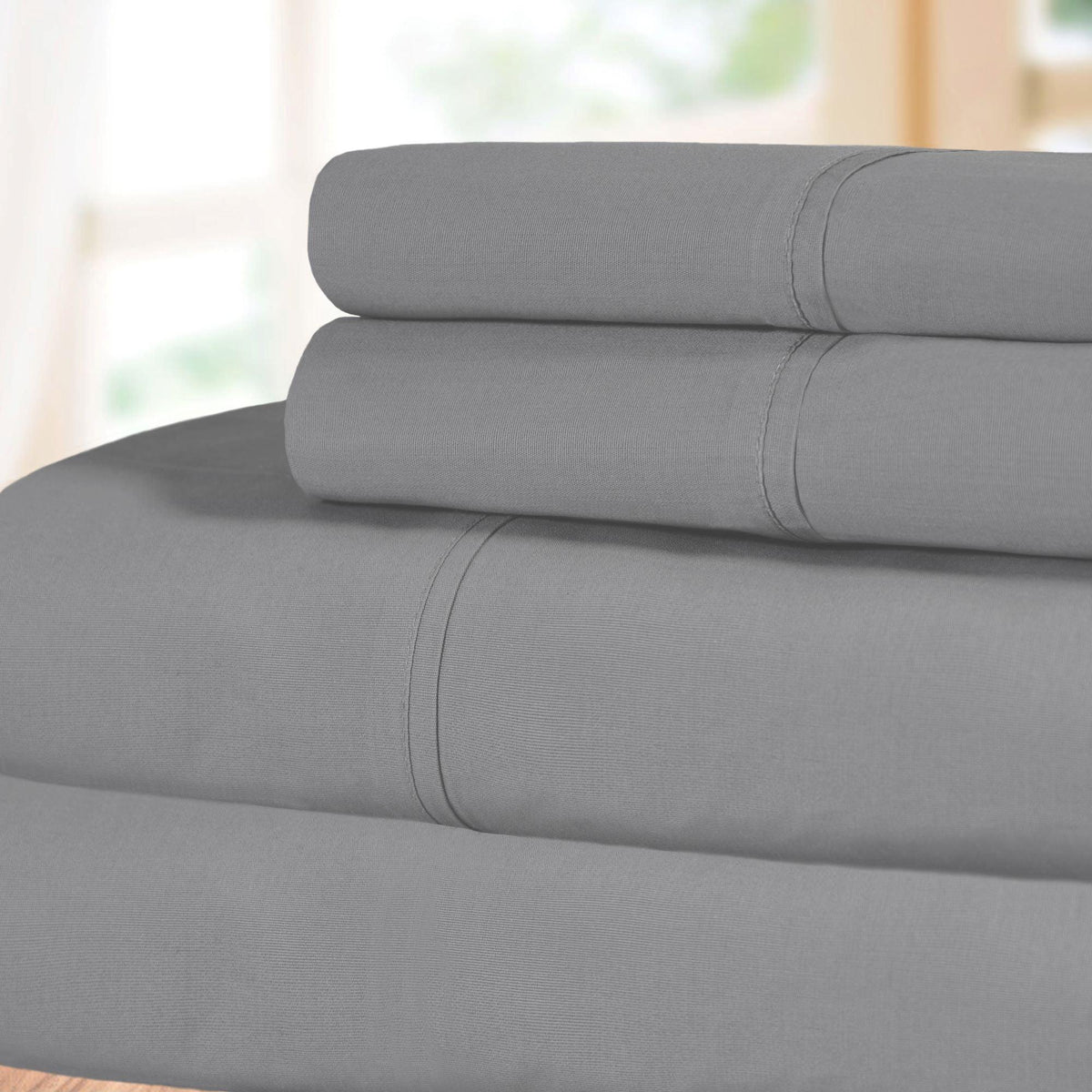 100% Cotton Percale 300 Thread Count Solid Deep Pocket Sheet Set - Sheet Set by Superior