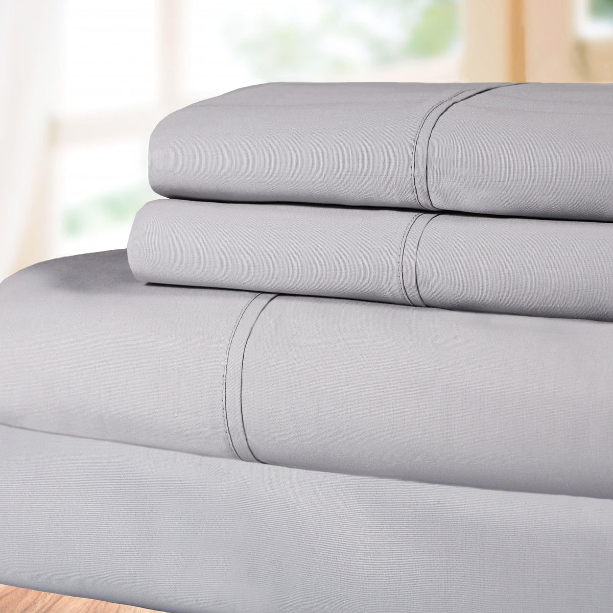 100% Cotton Percale 300 Thread Count Solid Deep Pocket Sheet Set - Sheet Set by Superior