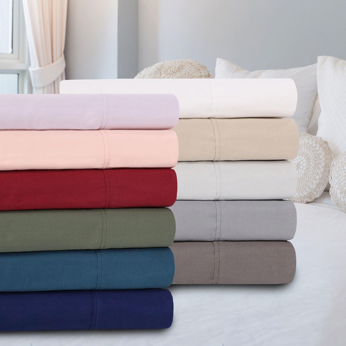 100% Cotton Percale 300 Thread Count Solid Deep Pocket Sheet Set - Sheet Set by Superior