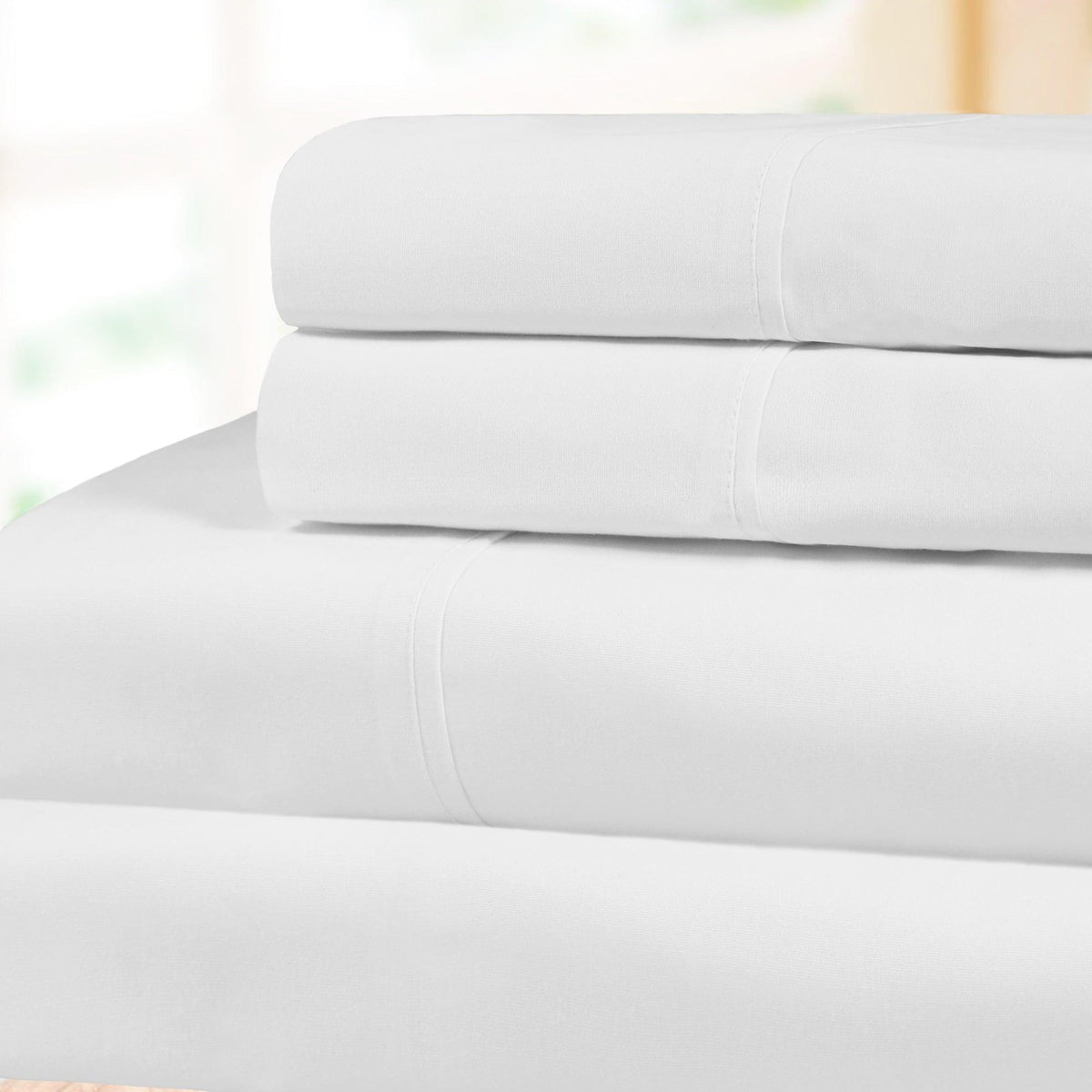 100% Cotton Percale 300 Thread Count Solid Deep Pocket Sheet Set - Sheet Set by Superior