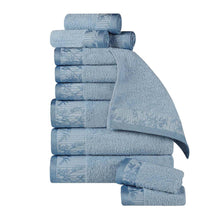 Wisteria Cotton Floral Jacquard 12 Piece Towel Set - Towel Set by Superior - Superior 